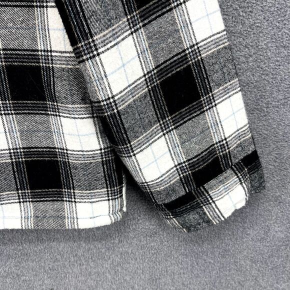 Lucky Brand Jacket Womens XL White Black Buffalo Plaid‎ Fleece Flannel - Picture 7 of 16